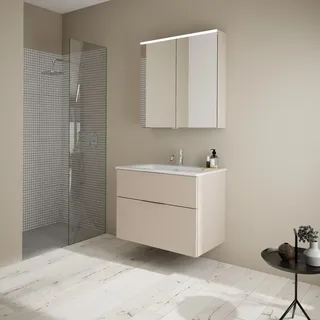 Burgbad Eqio Schrank mit Slim Keramik-Waschtisch mit Spiegelschrank, SHCP082F6583C0001G0146,