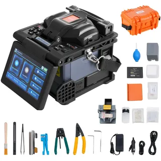 Vevor Glasfaser-Spleißgerät mit 6 Motoren, Kernausrichtung, 6 s Spleißen & 13 s Aufheizen, Glasfaser-Spleißgerät mit 5-Zoll-LCD-Bildschirm, 3-in-1-Faserhalter, 7800 mAh Akku für SM MM DS NZDS-Faser