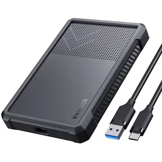 Inateck USB 3.2 Gen 2 Festplattengehäuse mit Silikon-Hülle für 2,5 Zoll SSDs und HDDs, bis zu 6Gbps, mit UASP,