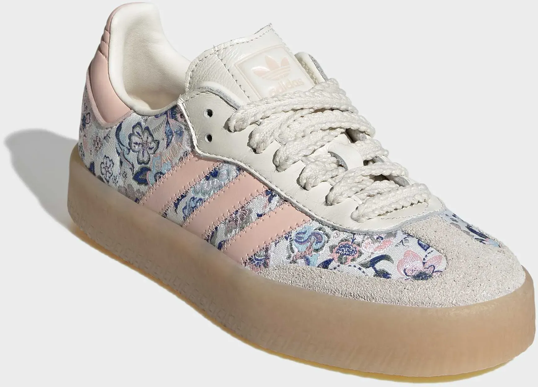 Sneaker ADIDAS ORIGINALS "ADIDAS LIBERTY LONDON SAMBA", Mädchen, Gr. 38, rosa (sanftes weiß, blush pink, gum 3), Leder, Synthetik, Textil, Schuhe Sneaker, für Kinder & Jugendliche