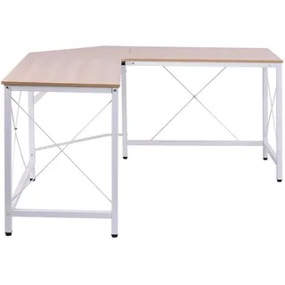 Homcom Computertisch L-Form Eckschreibtisch Winkelschreibtisch natur Schwarz - weiss