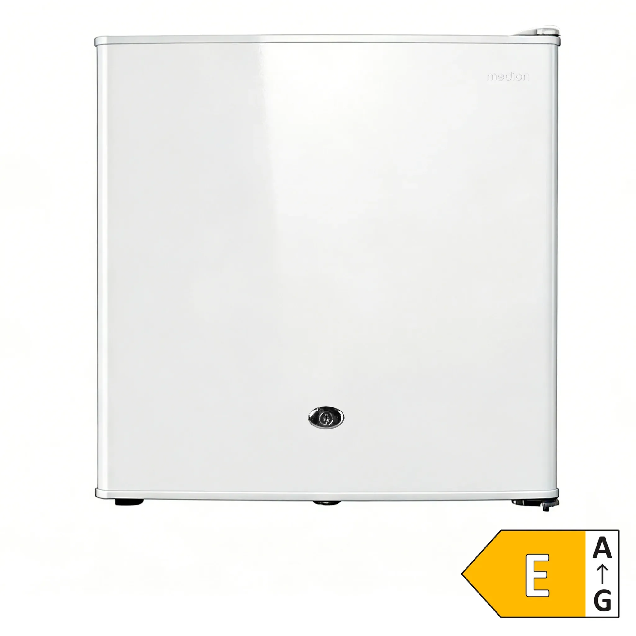 MEDION LIFE Mini-Kühlschrank mit Eisfach und Schloss MD370001 Weiss, 42 L Gesamtnutzinhalt (Kühlteil 37 L & Eisfach 5 L), wechselbarer Türanschlag, Schloss, geringer Geräuschpegel