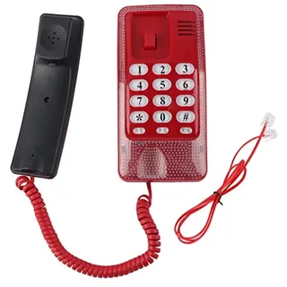 Analoges Telefon, Heimtelefone Mit Kabel, Haustelefon Mit elastischem Kabel, Festnetztelefone Wandmontage, Festnetztelefon-Verlängerung, Keine Anrufer-ID Telefon zu Hause für Hotelfamilie(Rot)