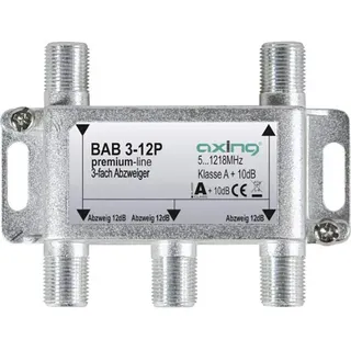 Axing BAB 3-12P 3-fach Abzweiger 12dB Kabelfernsehen CATV Multimedia DVB-T2 Klasse A+, 10dB, 5-1218 MHz
