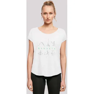 F4NT4STIC Long Cut T-Shirt Namaste Yoga Skelett Halloween in weiß | Gr.: 5XL