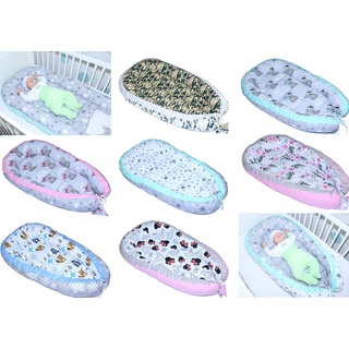 Primawela® Baby Nestchen Kokon 2-seitig Kuschelnest Reisebett 100% Baumwolle (Boy + Star dunkel)