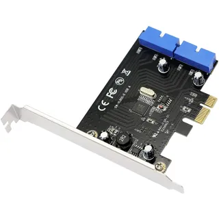 SinLoon PCI Express auf Dual 19 Pin USB 3.0 Karte PCI-e auf internen 20-poligen Stecker Adapter für PC (19-polig)