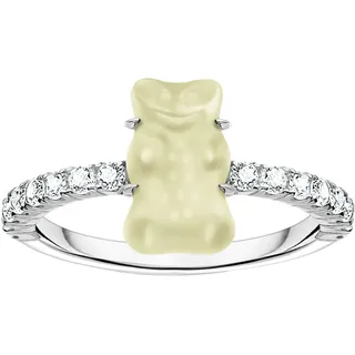 Thomas Sabo Fingerring THOMAS SABO "THOMAS SABO x HARIBO Schmuck: Ring mit Goldbär" Gr. 56, weiß (silberfarben, weiß, kristallweiß, weiß, kristallweiß), Fingerringe, Damen, 56, Silber 925 (Sterlingsilber), 7mm, mit Kristallglas, Zirkonia (synth.)