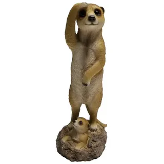 Dehner Polyresin-Erdmännchen Duo, ca. B11/H30/T11 cm, Hellbraun, Braun