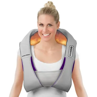Vitalmaxx Shiatsu Nackenmassagegerät inkl Haltegurt | Massagegerät mit Wärme für Schulter, Nacken, Rücken und Beine | 3 in 1 Knetmassage, Vibtrationsmassage und Wärmetherapie | Mit 3D-Massage