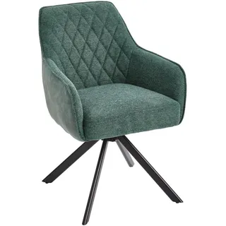 Livetastic Armlehnstuhl, Grün, Schwarz, Holz, Metall, Textil, Pappel, Sperrholz, Füllung: Schaumstoff, Taschenfederkern, Drehkreuz, 57x84x63 cm, Sitzfläche 360° drehbar, inklusive Armlehnen, Esszimmer, Stühle, Esszimmerstühle, Armlehnenstühle