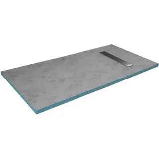 Aurlane befliesbares Showerboard 90 x 160 Ablaufkanal Silber