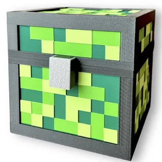 KAJAWIS Pixel Spardose für Kinder 3D Box Multicoloured PLA-Biokunststoff (Green, XL)