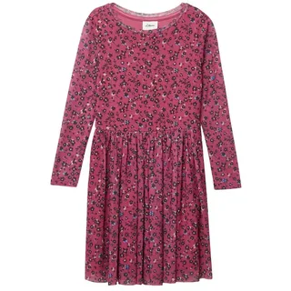 s.Oliver Junior Meshkleid mit floralem Muster, langarm, für Girls rot 122 EU