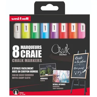 Uni-Ball Kreidemarker PWE-5M 8 St. Blau/Gelb/Grün/Lila/Orange/Rosa/Rot/Weiß