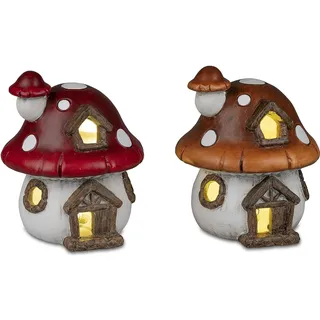 Formano Herbstliches Pilzhaus 15cm mit LED Herbstdekoration Sortiert 1 Stück von 2 Varianten - Auswahl nach Verfügbarkeit