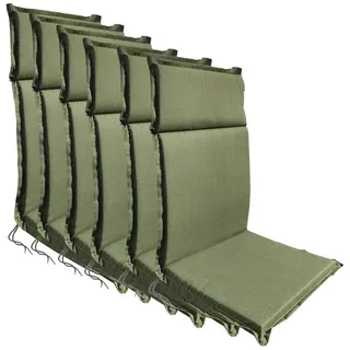 Buri 6X Gartenstuhlauflage 118x47 4,5cm stark in Grün für Hochlehner - Hochlehner Polster Auflage, Sitzpolster & Sitzkissen für Hochlehner Gartenmöbel