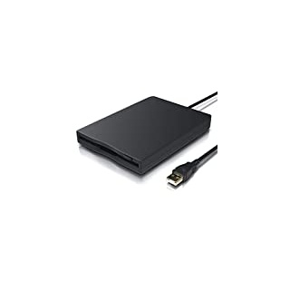 CSL - Externes USB Diskettenlaufwerk FDD 1,44MB 3,5 Zoll - PC und MAC - Slimline Floppy Disk Drive Extern - Portable - Plug and Play - schwarz - Windows 11 fähig