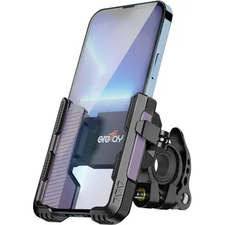 Grefay Fahrrad Handyhalterung【1s-Sperre】 Handyhalterung Motorrad Fahrrad Handyhalterung Lenker Halter für iPhone 17 16 15 14 13 Pro Max Plus, Samsung S24, Smartphone (Lila)