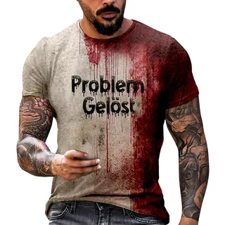 Problem Gelöst Halloween T-Shirt Herren, Halloween Kostüm - Horror-Kurzarm-Top, Hässliches Sportshirt Für Cosplay-Partys - XL