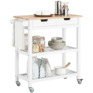 SoBuy Servierwagen Weiß Holzwerkstoff, 85x90x39 cm, Esszimmer, Servierwagen