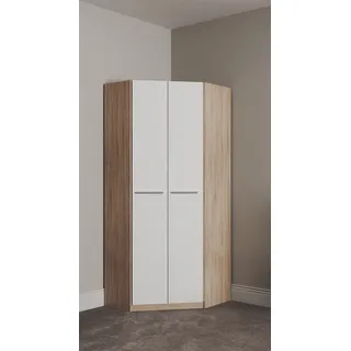 Barcelona Eckschrank 78 x 193 x 36 cm struktureichefarben hell/weiß