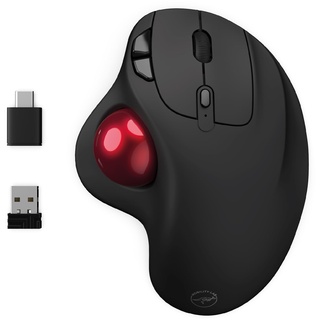 Mobility Lab Kabellose Trackball-Maus – kabellose Maus mit Daumenrad, einstellbare Genauigkeit, USB- und USB-C-Anschluss, macOS und Windows kompatibel – Schwarz