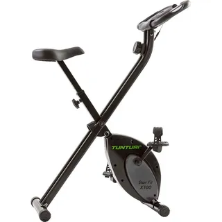 Tunturi Star Fit X100 X-bike Heimtrainer - Heimtrainer fahrrad - Hometrainer für Zuhause - 8 Widerstandsstufen - Klappbar - mit Herzfrequenz-Sensoren - Schwarz/Grün