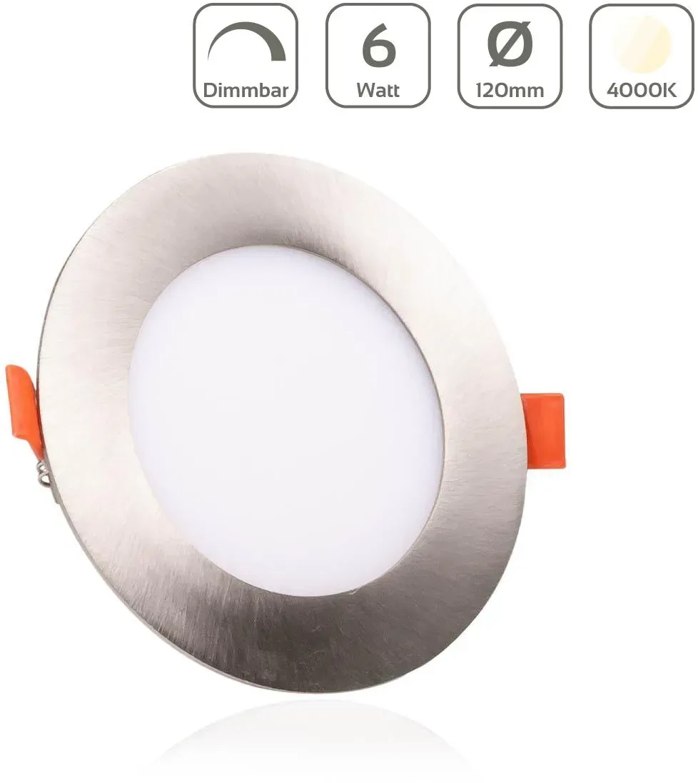 LED Panel Einbaustrahler rund silber - Lichtfarbe: Neutralweiß 4000K dimmbar - A...