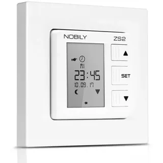 Nobily Zeitschaltuhr ZS2 mit Astro-Funktion inkl. Zwischenrahmen für Busch-Jaeger R-SI, mechanisch weiß
