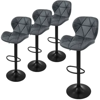 ML-Design Barhocker 4er Set, Bezug aus Kunstleder, Anthrazit, Gepolsterter Barstuhl mit Rückenlehne und Fußstütze, Tresenhocker 360° drehbar, Bistrohocker Hocker Drehstuhl Barstühle
