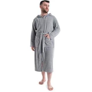MY HOME Herrenbademantel »Nela, ideal für Sauna & Spa, Hotelbademantel, Morgenmantel«, 1 Stk. einfarbig, S-4XL, mit Reißverschluss, grau