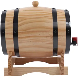 Fass aus Holz, Whiskyfässer, Barrique aus Eicheneiche, Kiefernfässer für Wein mit Wasserhahn, Stopfen und Ständer aus Holz, für Bier, Whisky oder Wein (5 l)