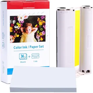 Fotopapier 10x15 Ersatz für Canon Selphy cp1500 CP1300 CP1200 CP910 CP1000 Fotodrucker 1 Patronen und Fotopapier KP-36IN 3115B001(AA) Kompatibel mit Canon Selphy CP, A6 (100 x 148 mm)