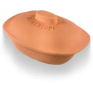 Römertopf Keramik-Bräter Trend 3,5 Liter – ovaler Tonbräter & Dampfgarer aus Naturton – Schmortopf für bis zu 4 Personen, Backofen- & spülmaschinengeeignet