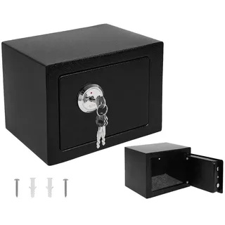 MT MALATEC Safe Möbeltresor Dokumententresor Wand Doppelbartschloss Schlüssel Geldschrank 23x17x17cm Schwarz 8800