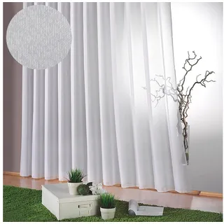 Weckbrodt Gardine Lena, Faltenband (1 St), halbtransparent, Websablè, halbtransparent, Faltenband, Effektfäden, Beschwerungsband weiß 600 cm x 95 cm