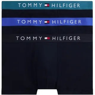 Tommy Hilfiger Herren 3er Pack Boxershorts Trunks mit Logobund, Mehrfarbig (D Sky/Fmy Ocn/Nob Blu), S