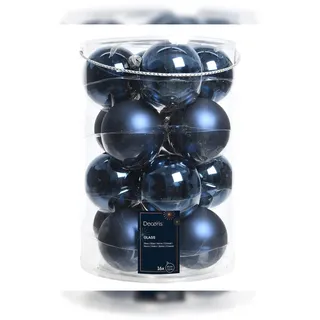 Kaemingk Weihnachtskugeln Glas 8cm 16 Stück - Nachtblau