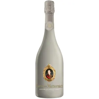 Fürst von Metternich Grauburgunder Sekt Trocken (1x0,75 l) – Deutscher Premium-Sekt mit feiner Perlage & gelben Fruchtaromen– Elegantes Design in Mattgrau