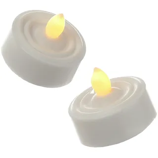MARELIDA LED Teelichter flackernd flammenlos inkl. Batterien Timer D: 3,6cm weiß 2er Set