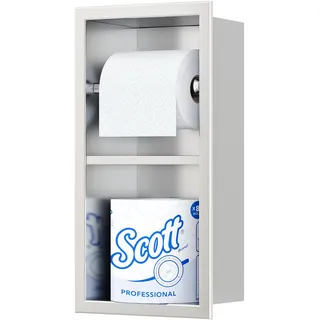 Neodrain Unterputz-Toilettenpapierhalter Edelstahl Badezimmerschrank mit Ablage und Fußstütze Wandmontage Papier Halterung für Badzimmer
