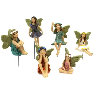 Galeyyu Feen und Elfen Figuren - 6 Stück Miniatur Gartenfiguren aus Harz für Feengarten, Blumentopf und Puppenhaus-Dekoration