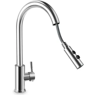 cheerhom Wasserhahn Küche mit Brause 2 Modi Küchenarmatur Schwarz