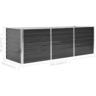 vidaXL Garten-Hochbeet verzinkter Stahl 240 x 80 x 77 cm Anthrazit