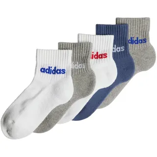 Adidas Kids Linear Ankle Socken, 5 Paar White / Medium Grey Heather / Preloved Ink 22-24