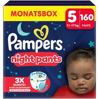 Pampers Pampers® Windeln Monatsbox baby-dryTM night pants Größe Gr.5 (12-17 kg) für Babys und Kleinkinder, 160 St.