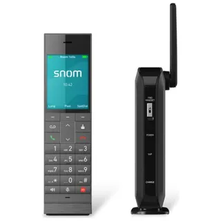 Snom HM201 Hospitality DECT-IP-Telefon, schnurlos, SIP, Farbdisplay, beleuchtete Tastatur, PoE, Freisprechen, antibakterielles Gehäuse, bis 4 Mobilteile, Gun Metal