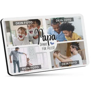 Mousepad mit Fotocollage für Papa selbst gestalten - Bedrucktes Mauspad - Danke Papa - 27 x 19 cm, 5mm stark | Fotogeschenk für Papa