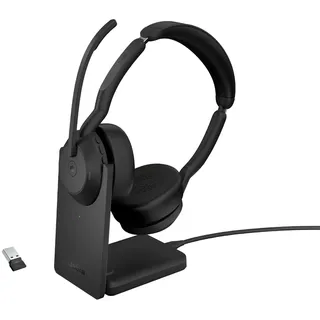 JABRA Evolve2 55 MS Stereo USB Headset schwarz USB-A Ladestation